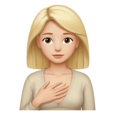 Elini göğsüne koyup rahatlayan,huzurlu kadın sticker