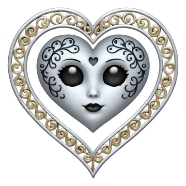 emo heart with full moon and silver filigree sticker