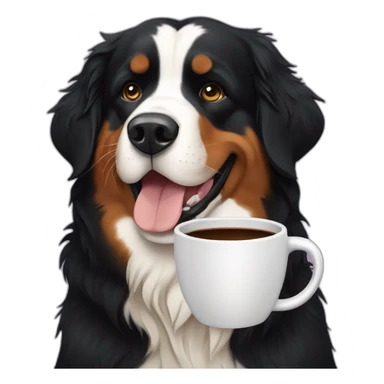 Bernese mountain dog drinking hot coffee sticker