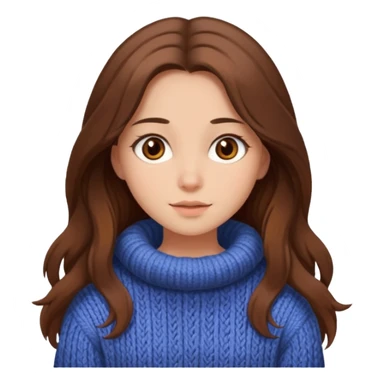 Cozy girl with long brown hair and brown eyes sticker