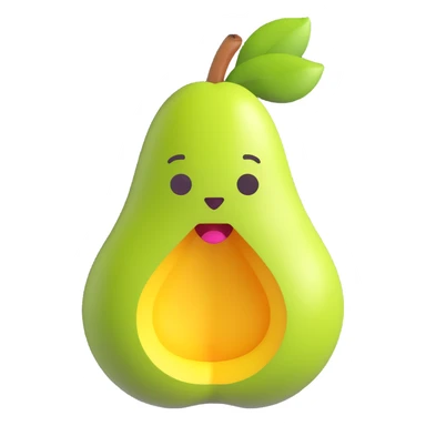 Edit the image to depict a cross-section of a pear in a natural and three-dimensional way, without any facial expression, with no background, in the 3D Emoji style. sticker