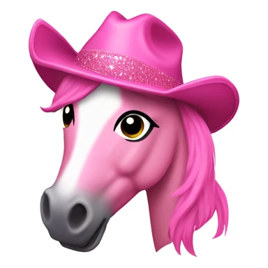 Pink sparkly pony with a pink cowgirl hat  sticker