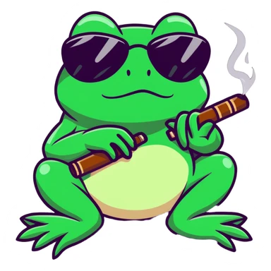 detailed frog with ray bans, satisfied, smoking a cigar sticker