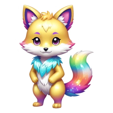 Cute Kawaii Chibi Anthro Fur-Sona Pretty Shiny Colorful Sparkly Fakemon Full Body sticker
