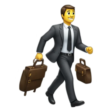 hombre empresario caminando con una maleta en la mano, y con cara enojada sticker