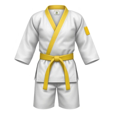 karate gi with a yellow belt sticker