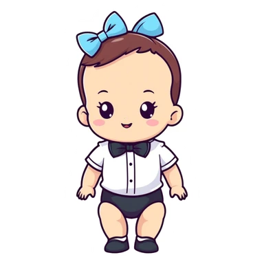 Baby girl with a bow tie sticker