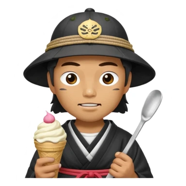 SAMURAI WARING SAMURAI CAP  EATING WITH ICECREAM sticker