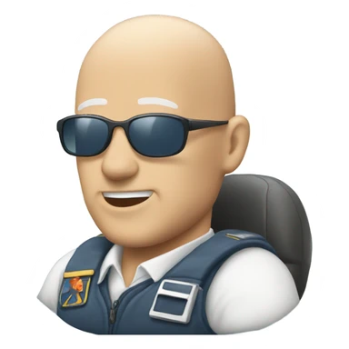 Bald guy flying an airplane  sticker
