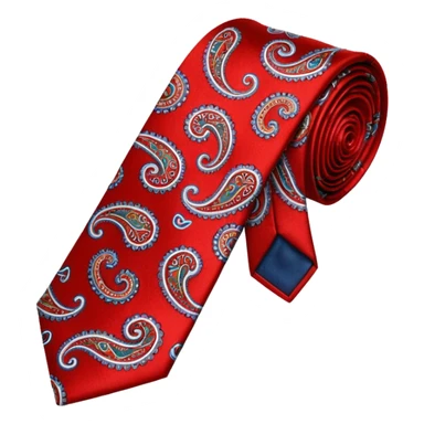 Tie, red, paisley pattern rolled sticker