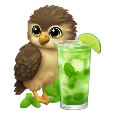 baby hawk drinks mojito sticker