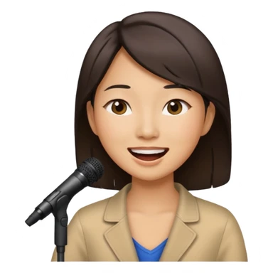 asian woman singing no microphone sticker