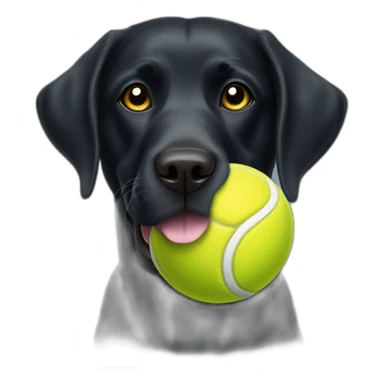 black labrador dog holding a yellow tennis ball in its mouth sticker