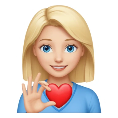 Une femme blonde yeux bleus qui envoi cœur sticker