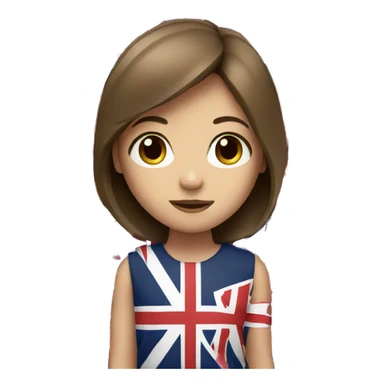 brown hair girl with union jack flag around her  sticker