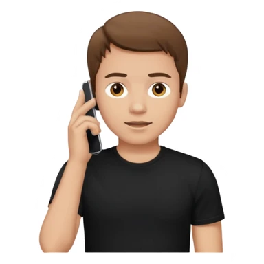 man with brown hair talking on the smartphone at the ear sticker