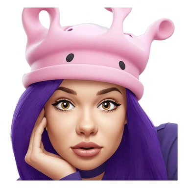 realistic portrait of girl with hat sticker