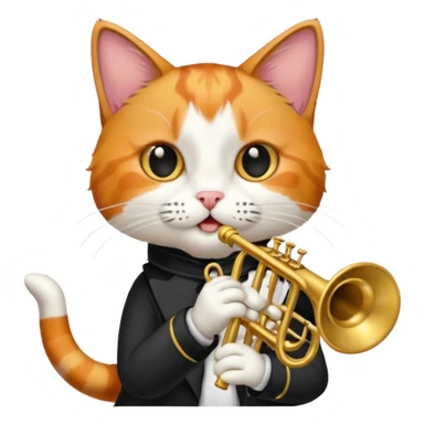 calico cat play trumpeter, portrait sticker