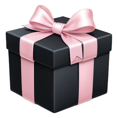 Realistic black gift box with light pink bow sticker