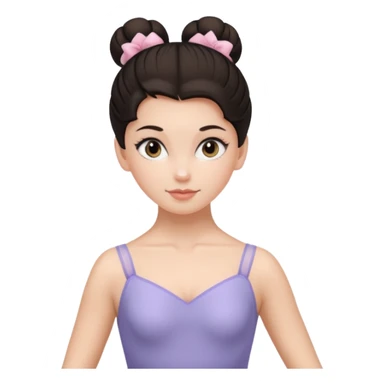 white girl with one ballet bun, dark hair,  sticker