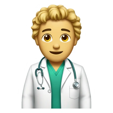 León pensando vestido como médico  sticker