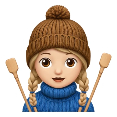Knitted hat with knitting needles sticker