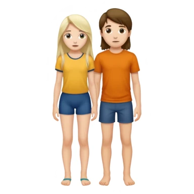 A boy with no pants behind a girl  sticker