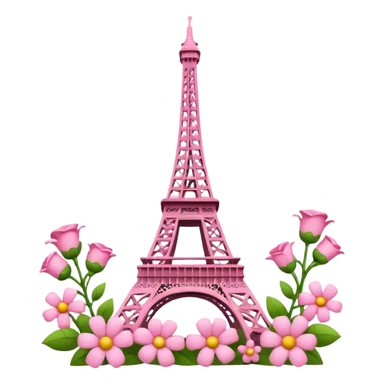 Pink Eiffel tower with flowers sticker