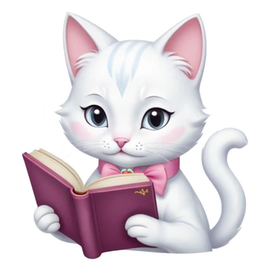 cat marie from aristocats with pink bow reading a book sticker