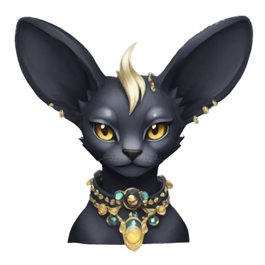 cool punk kawaii anime edgy distinguished ethereal elegant beautiful fantasy black ethereal fantasy nargacuga-Noivern-sphynx-Quiana-Fakemon collar harness jewels full body sticker