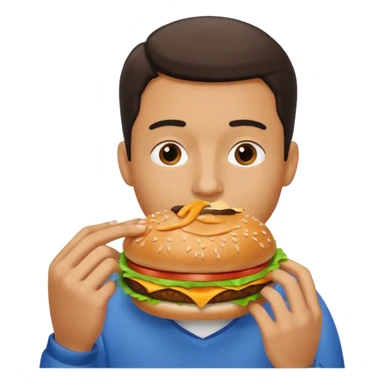 man eating a hamburger sticker