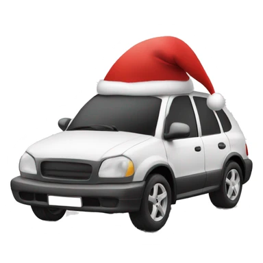 Black and white car wearing Santa hat  sticker