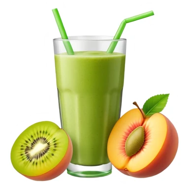 smoothie with peaches and green kiwi sticker