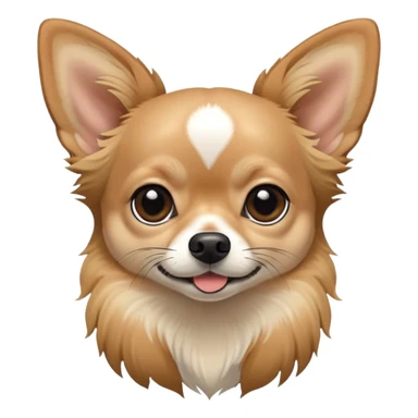Tan long hair chihuahua with black tips on their ears and black around the mouth white line on face sticker