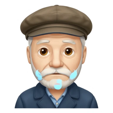 Old man white beard wearing a flat cap sticker