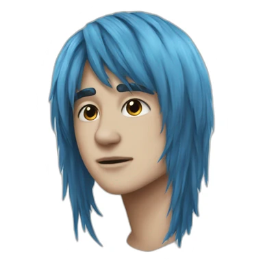 realistic emo boy choppy blue hair side bangs sticker