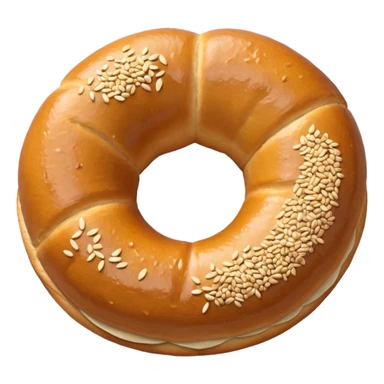 simit with realistic sesame texture, apple style emoji sticker