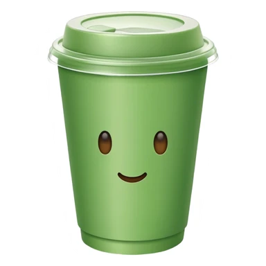 green paper short  cup with transparent plastic lid on top sticker
