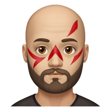 bald bearded man with face paint sticker