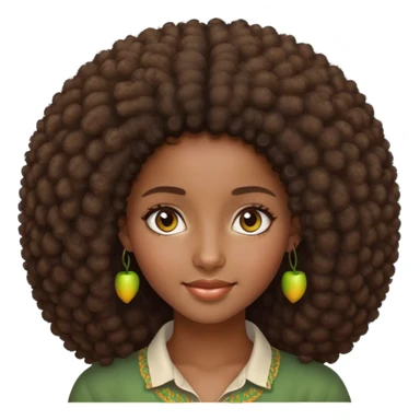 beautiful Ethiopian girl, soft smile, natural afro-textured hair, gentle eyes, high definition, precise details, iOS Apple style emoji sticker