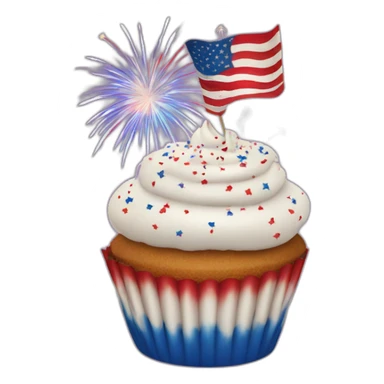 Happy Fourth of July cupcake with fireworks sticker