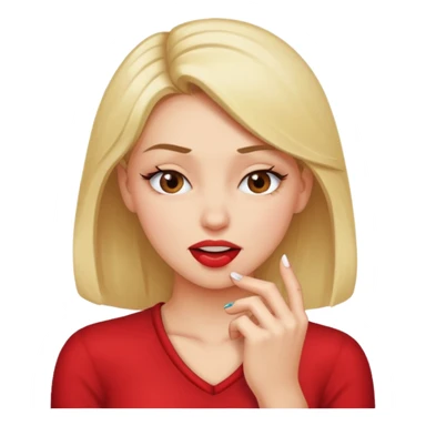 Seductive girl squinting and biting her nail sticker