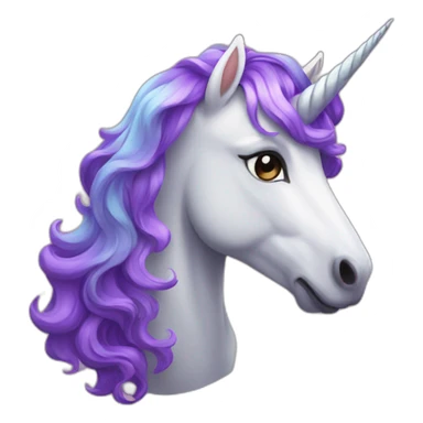 fabulous unicorn with wavy purple hair sticker