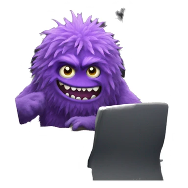 Purple monster working in office sticker