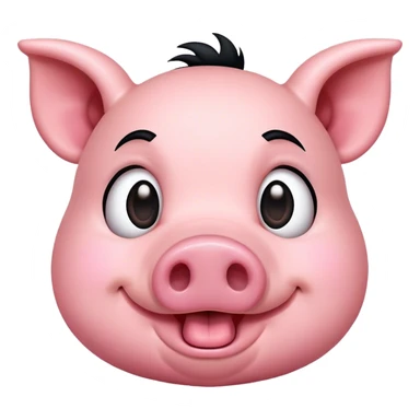 Black hair Pig with Zany face sticker