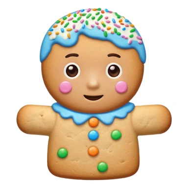 {
    "type": "object",
    "look": "frosted cookie man, colorful sprinkles, glossy icing top, front view",
    "description": "a sweet cookie man covered with frosting and rainbow sprinkles"
  } sticker