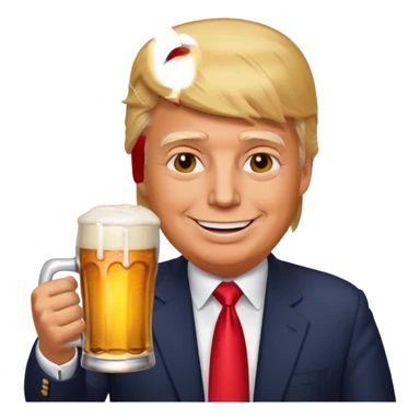 Donald Trump holding a beer, emoji style, smiling sticker