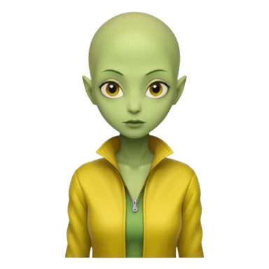 Lady Alien with yellow jacket, Half body, no hair. sticker