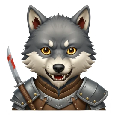 wolf face, mogolian ancient army with small knife sticker