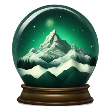 vintage dark green rococo night sky mountains snow globe sticker